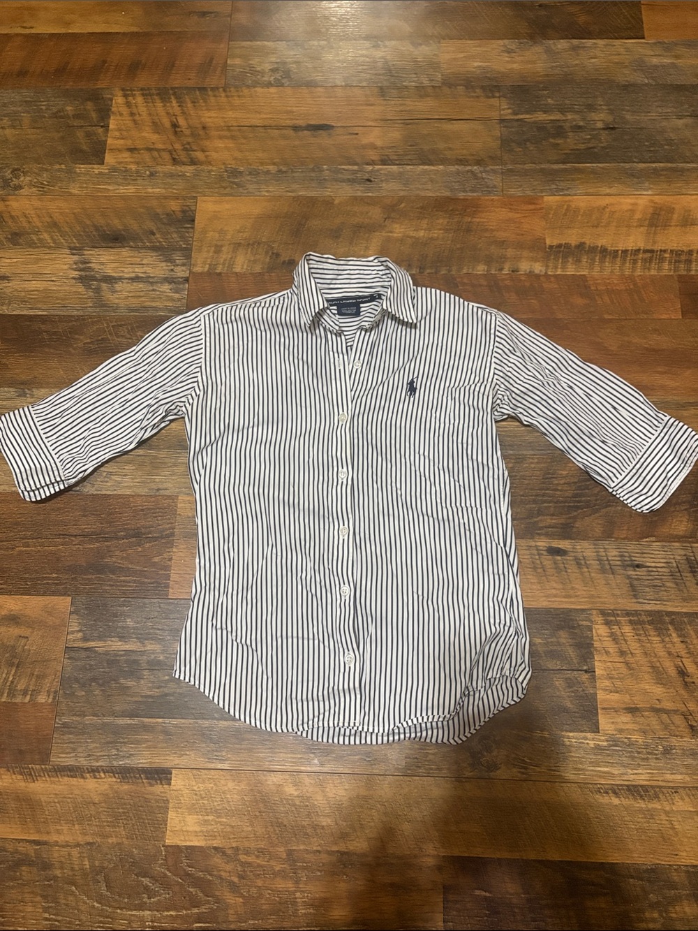 Ralph Lauren Sport Vintage Navy & White Striped Cotton Button-Up Shirt
